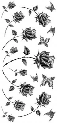 Black roses and butterflies
