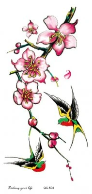 Swallows and flowers