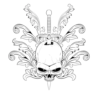 Skull with sword